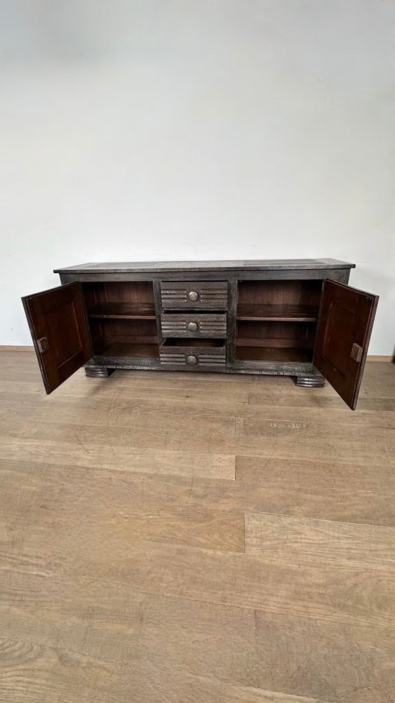 French Dark Cerused Oak 1940's Sideboard