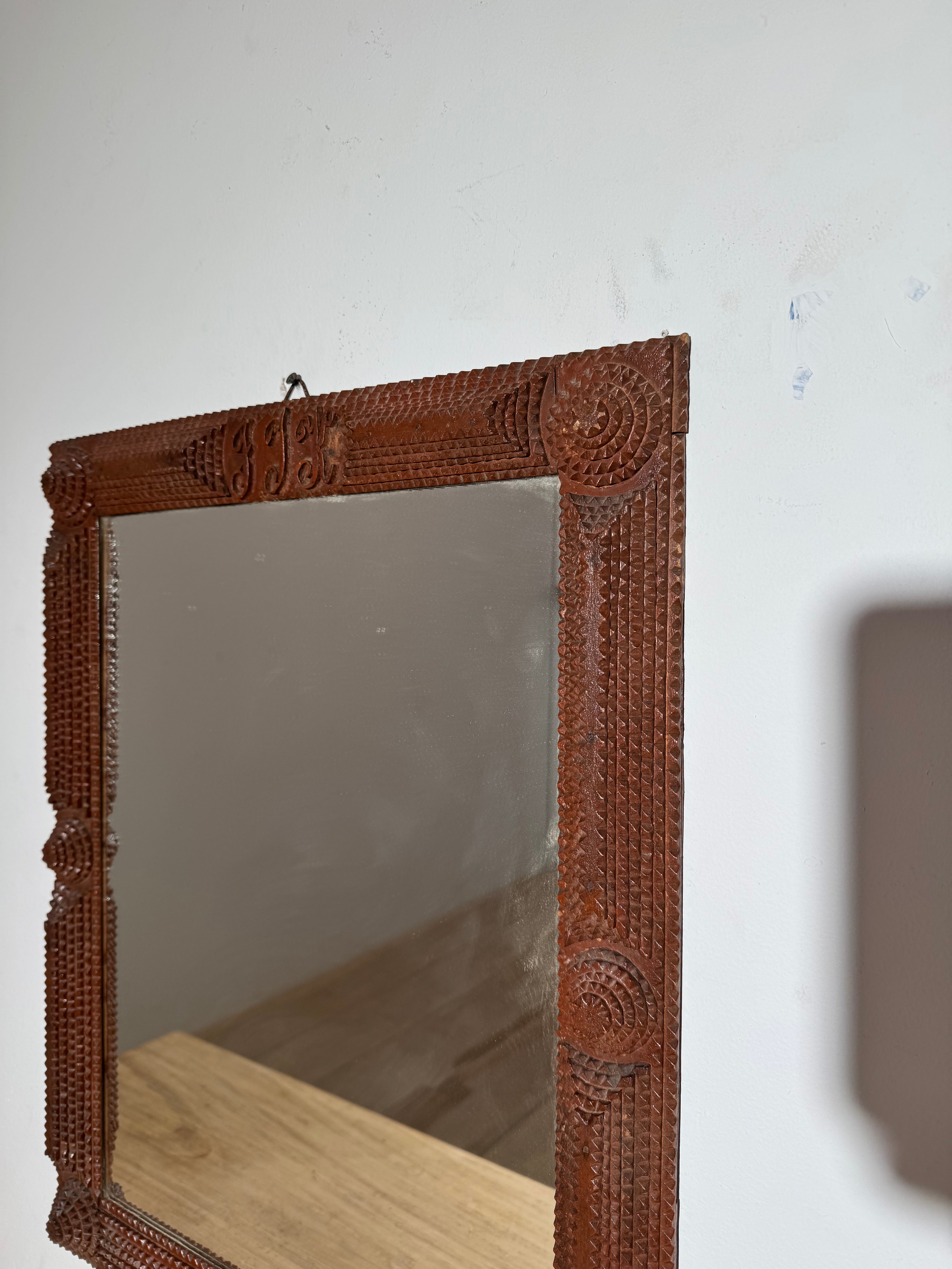 English 19c "tramp art" Mirror
