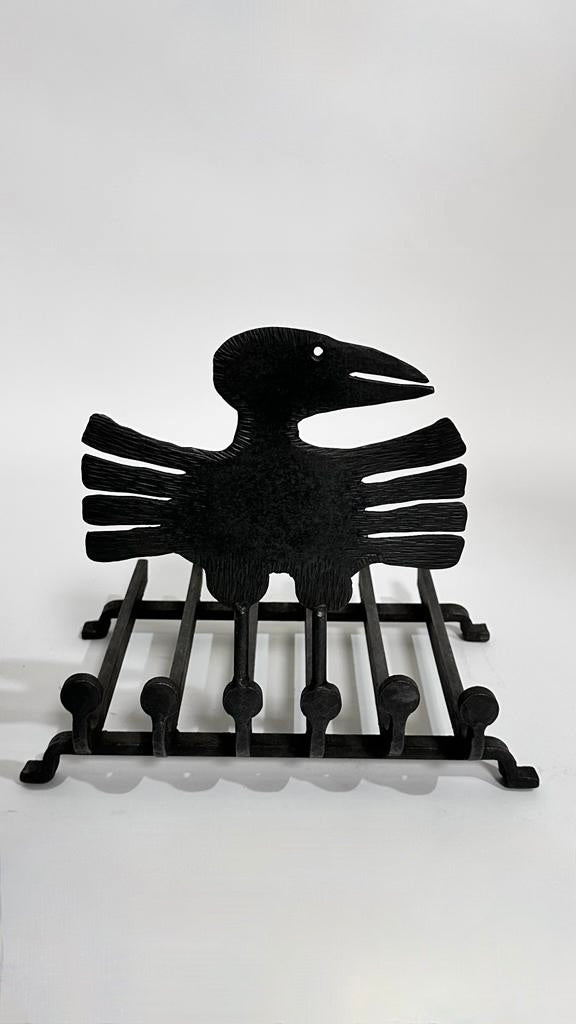 French Modernist Iron "Bird" Fireplace Andiron