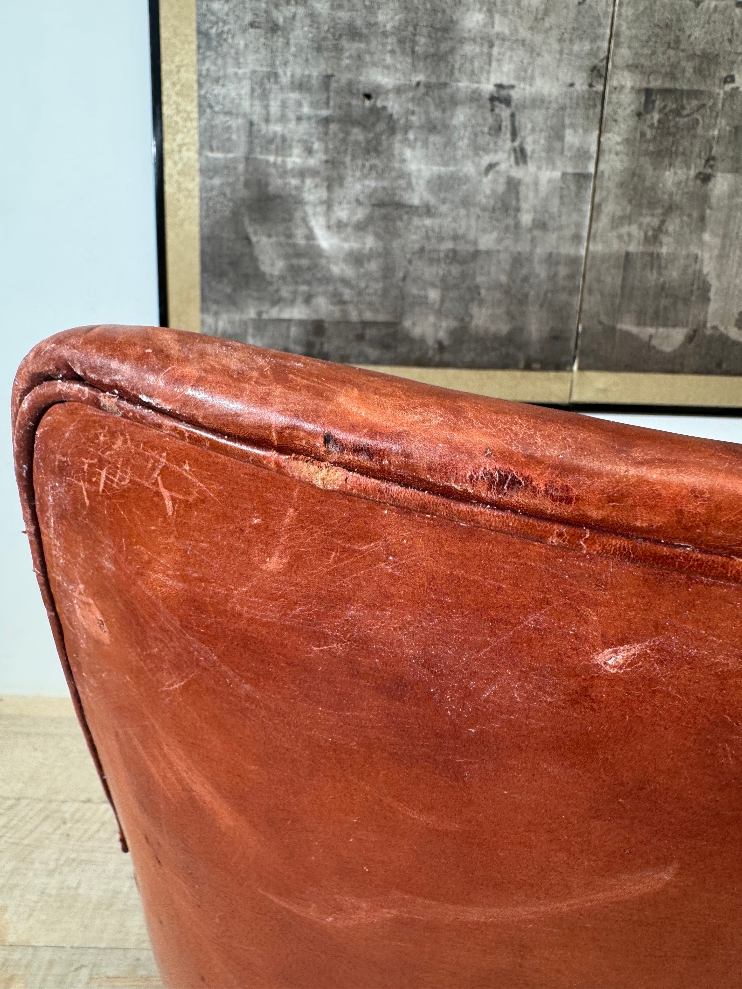 Original Vintage Arne Vodder Danish Leather Chair in Scruffy Condition
