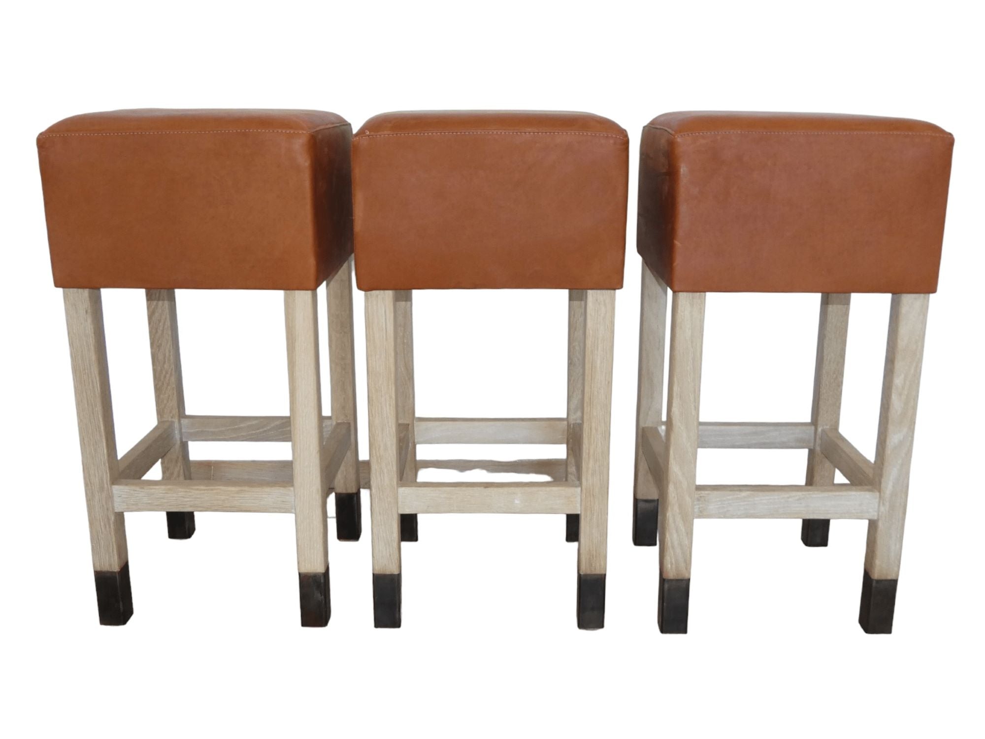 Lucca Studio Set of (3) Percy Saddle
Leather and Oak Stools