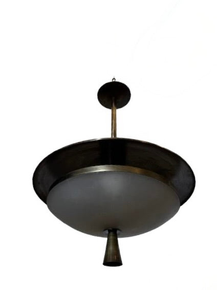 Limited Edition Antique Italian Alabaster and Modern Bronze Chandelier