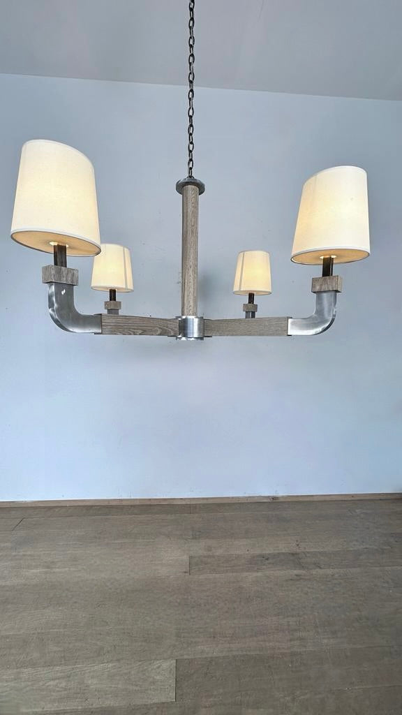 Lucca Studio James Oak and Aluminium Chandelier