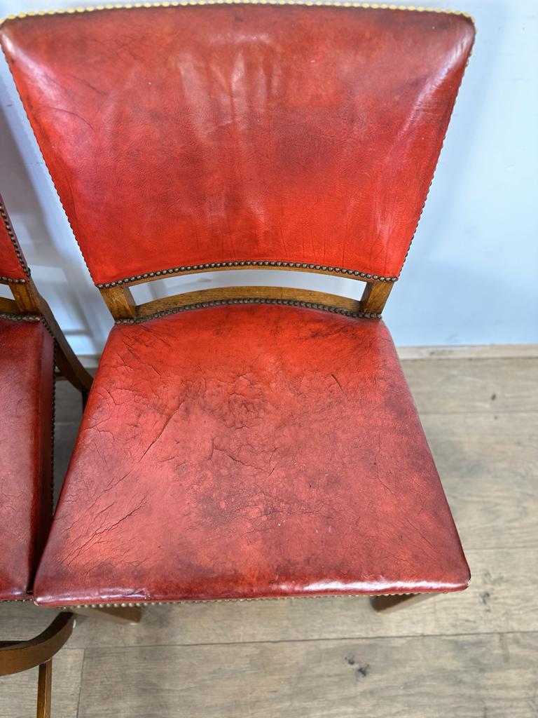 Early Set of (4) Fritz Hansen Vintage Leather Dining Chairs