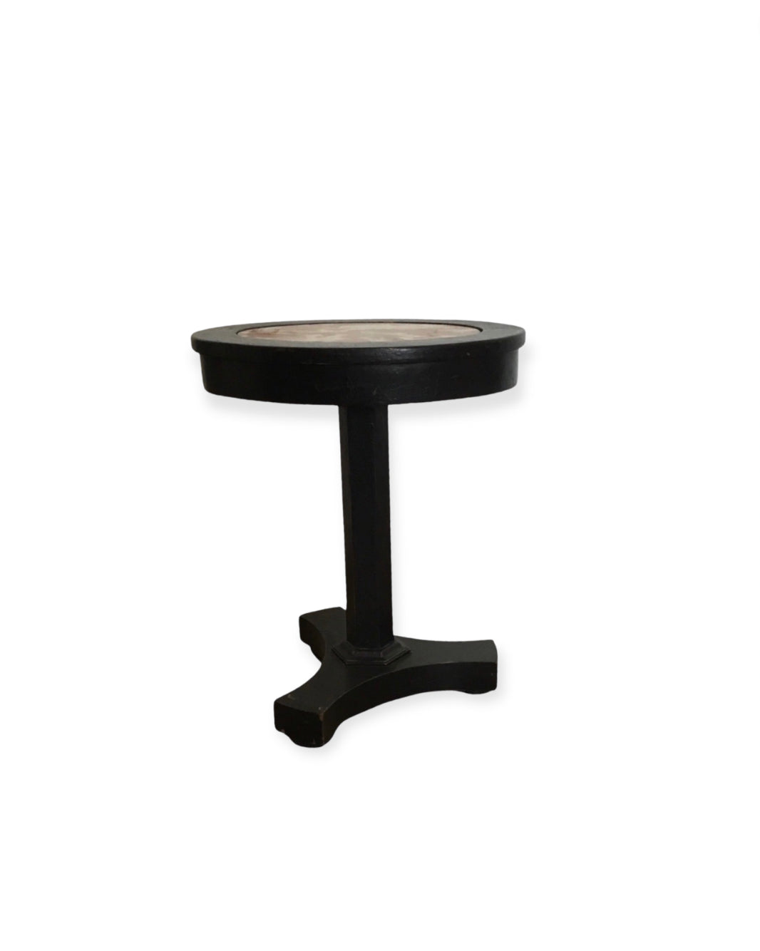 French Ebonized Side Table with Marble Insert