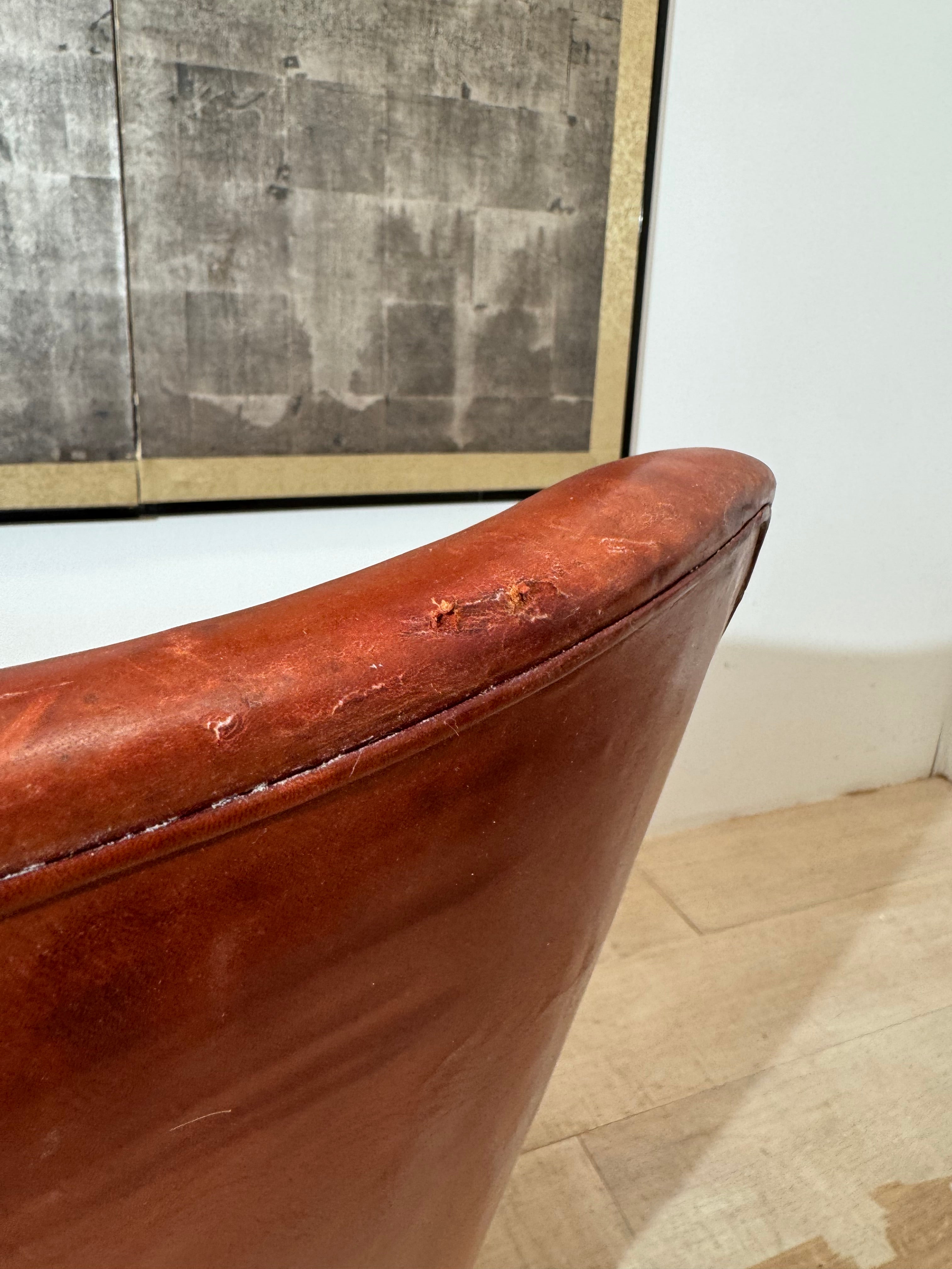 Original Vintage Arne Vodder Danish Leather Chair in Scruffy Condition