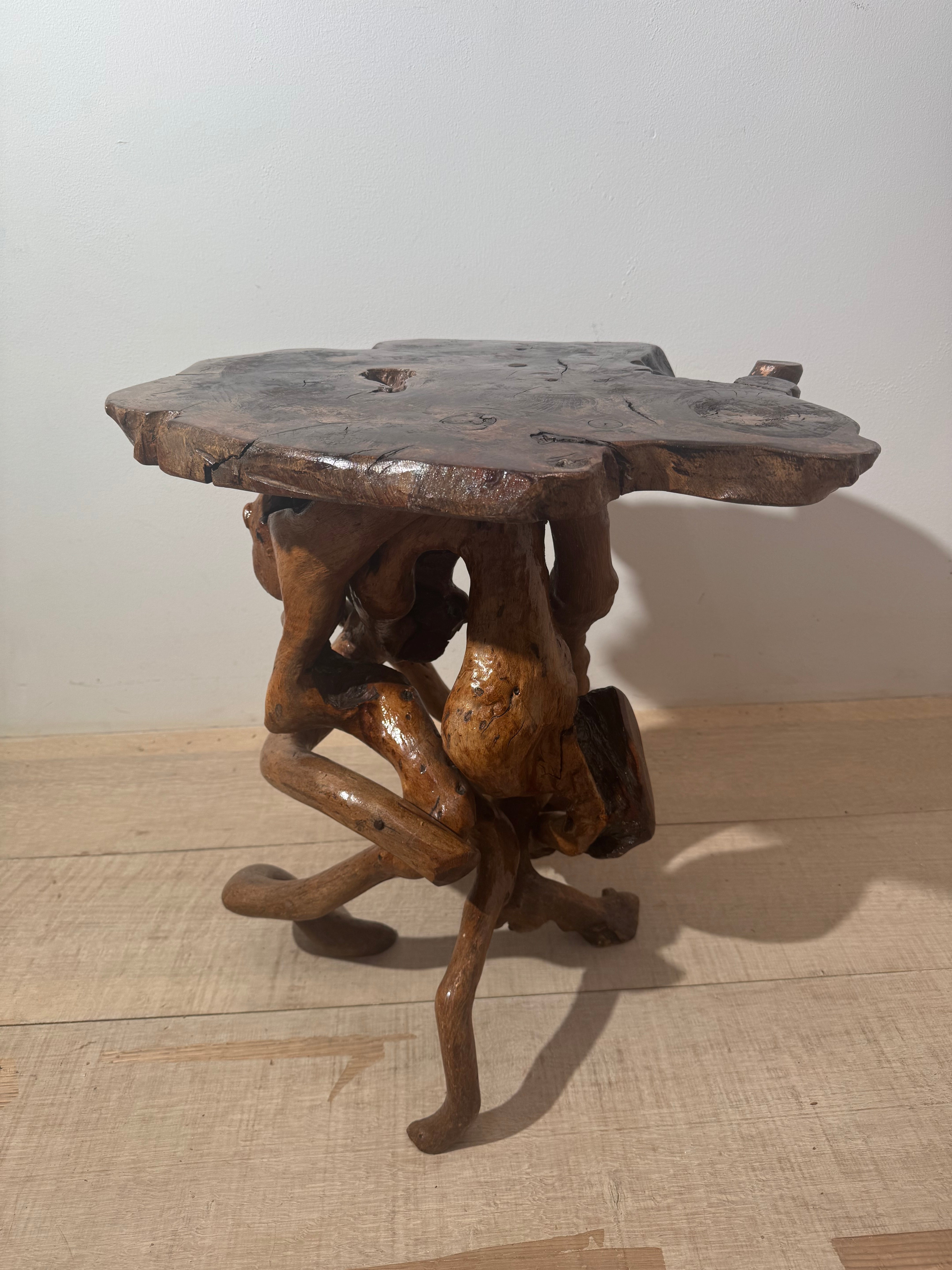 French Vintage Burl Root Side Table