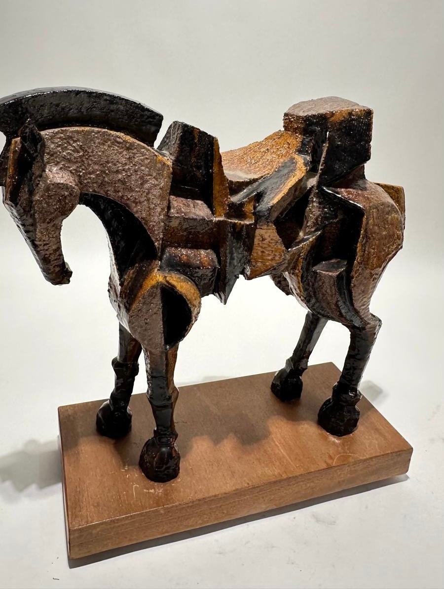 Large Scale 1970's Italian Cubist Ceramic Horse