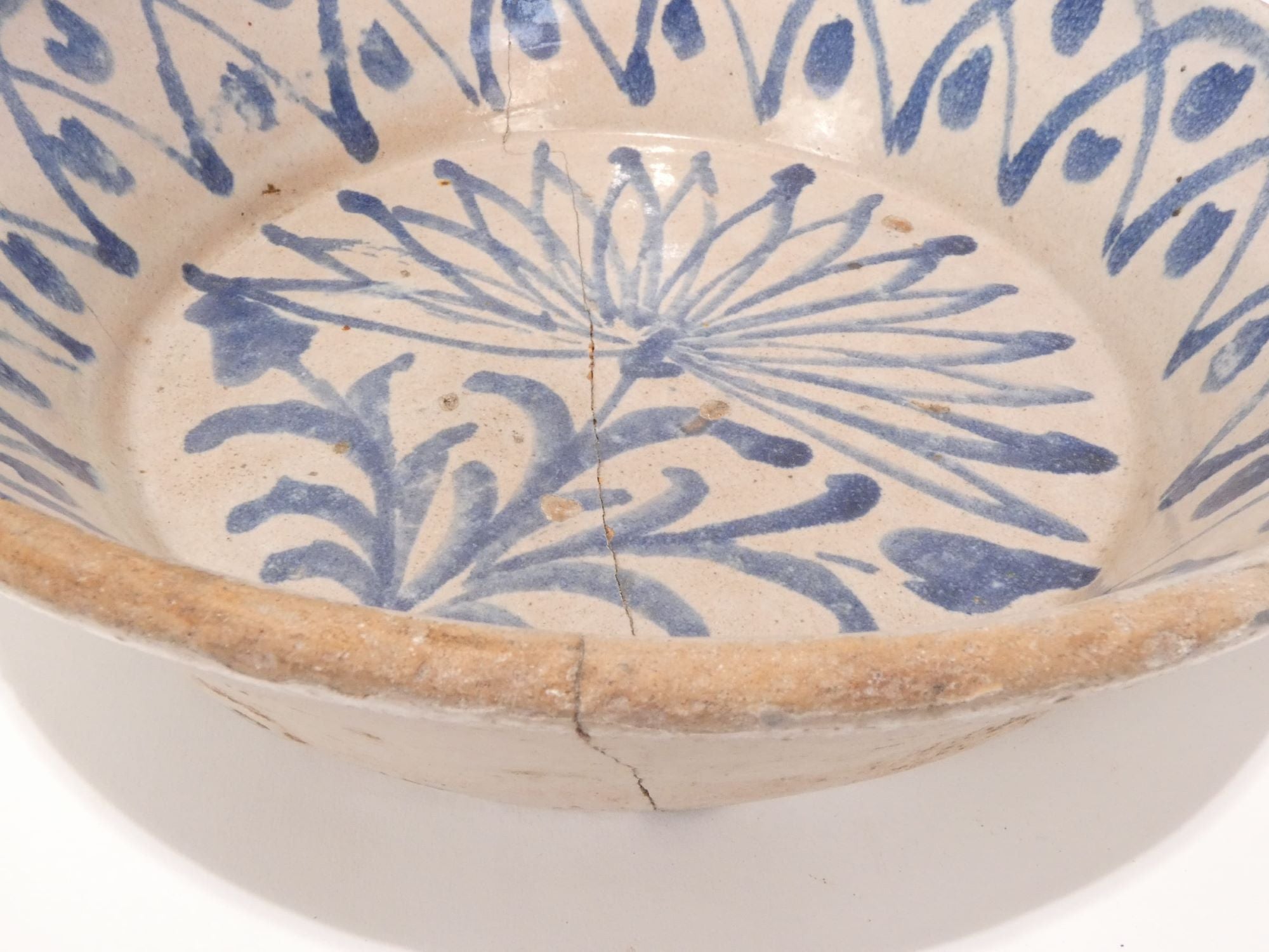 19th Century Blue and White Spanish Lebrillo Bowl