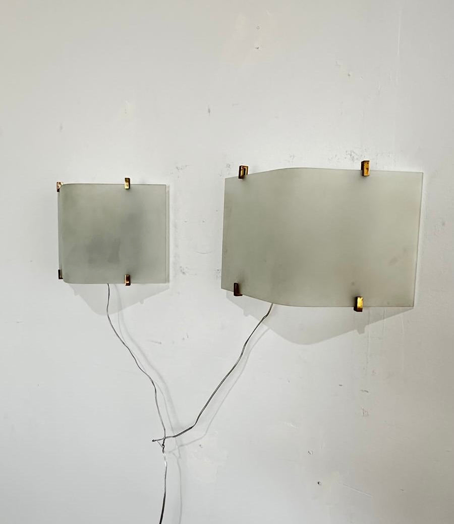 Pair of French Glass and Bronze Sconces