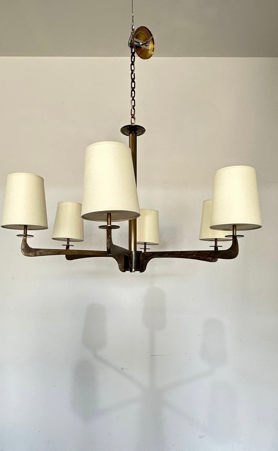 Lucca Studio Hardin Chandelier (6 arm) Parchment Shades