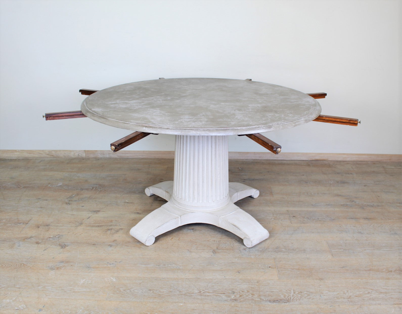 Large Belgian Round Oak Dining Table