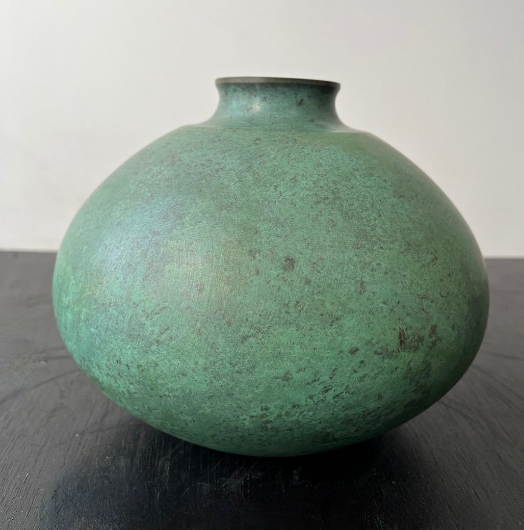 Vintage Japanese Bulbous Bronze Vase