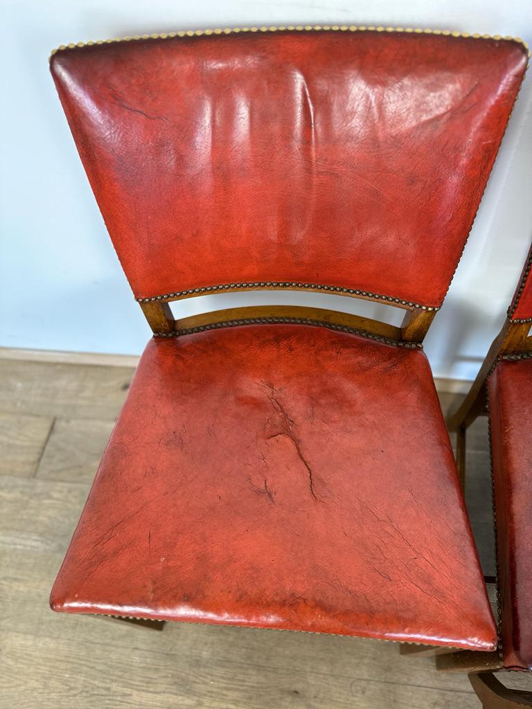 Early Set of (4) Fritz Hansen Vintage Leather Dining Chairs