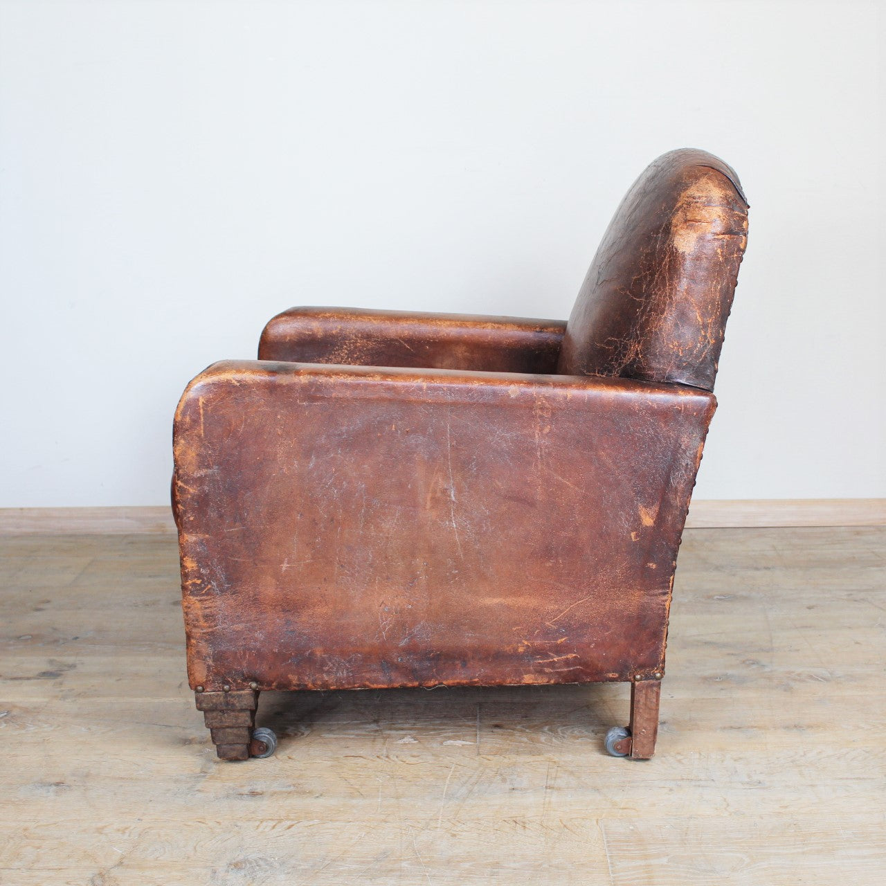 Single French 1940's Leather Club Chair