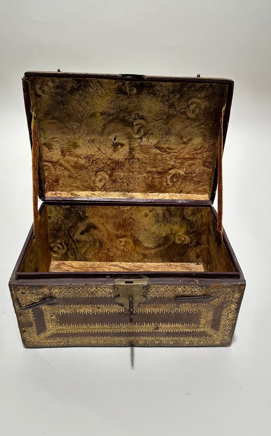 Large 19th Century Leather Box with Gilt Design