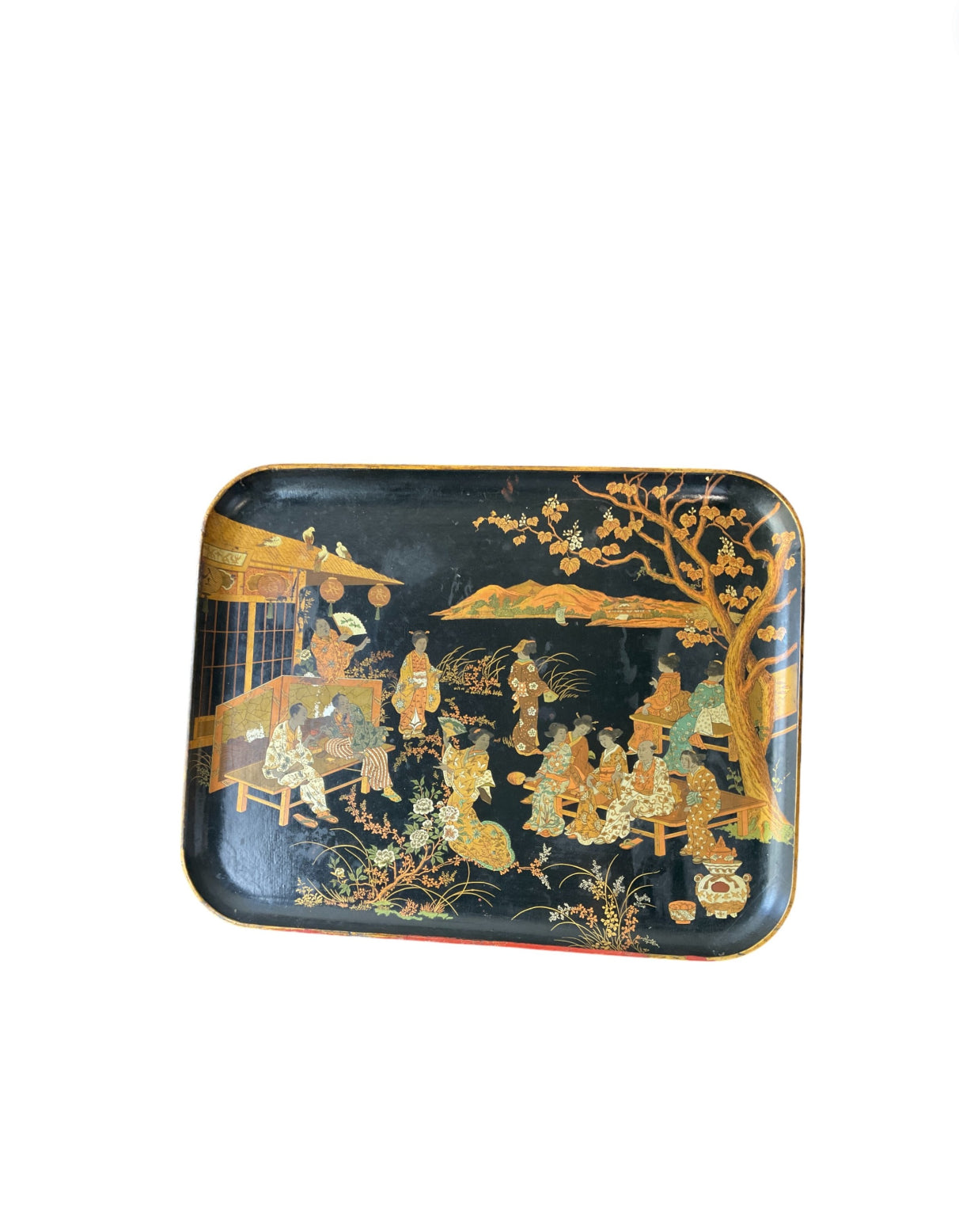 Large Vintage English Chinoiserie Tray