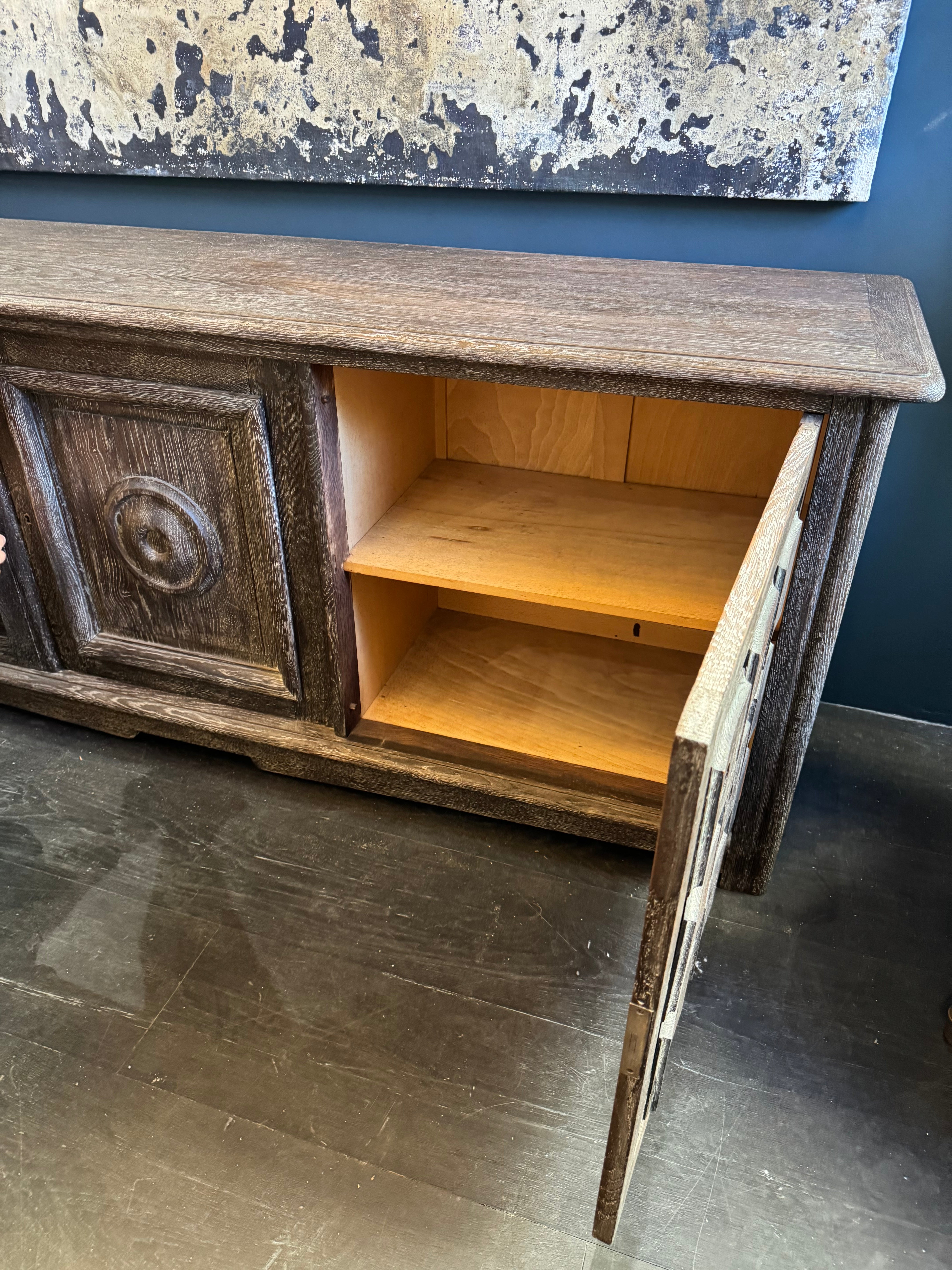 French 1940's Grey Cerused Oak Sideboard