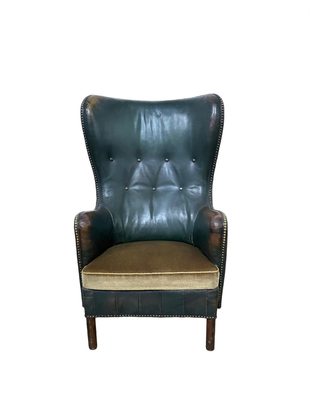 Single 1930's Danish Leather Arm Chair