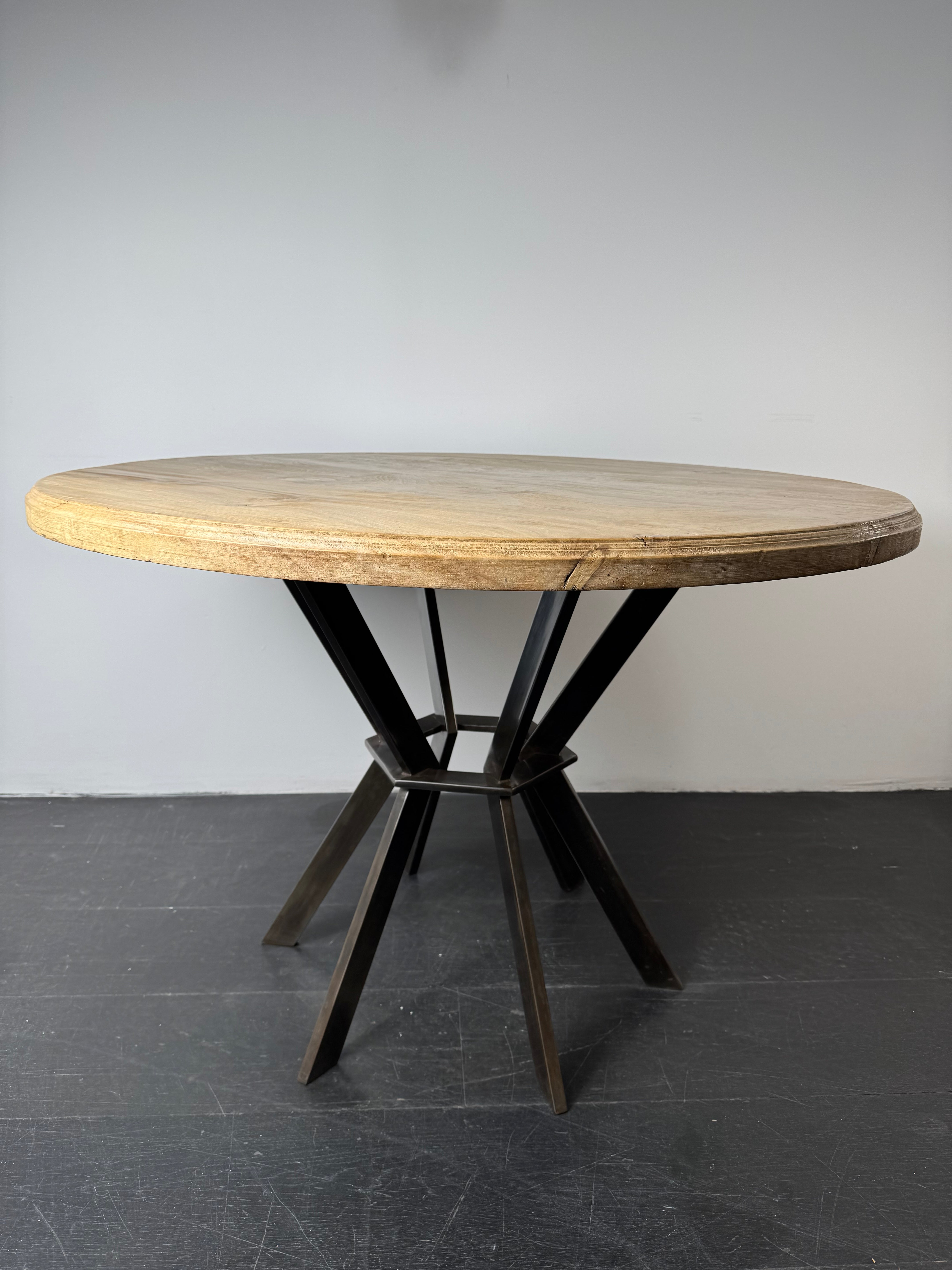 Limited Edition Burl Sycamore & Oxidized Metal Center Table