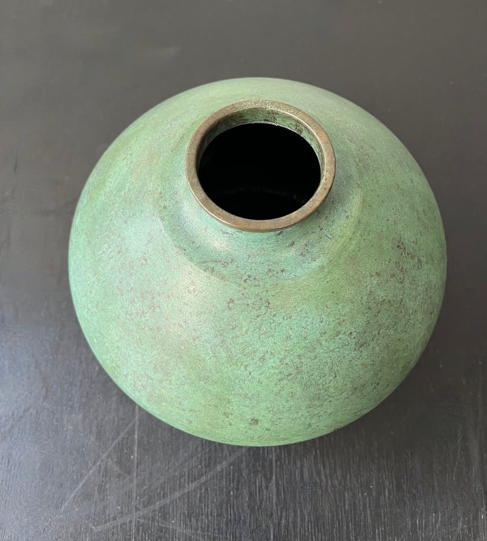 Vintage Japanese Bulbous Bronze Vase