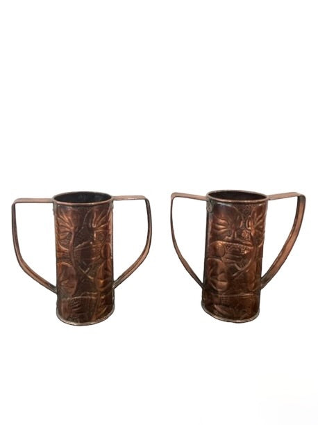 Wonderful Pair of Arts and Crafts Hammered Copper Vases