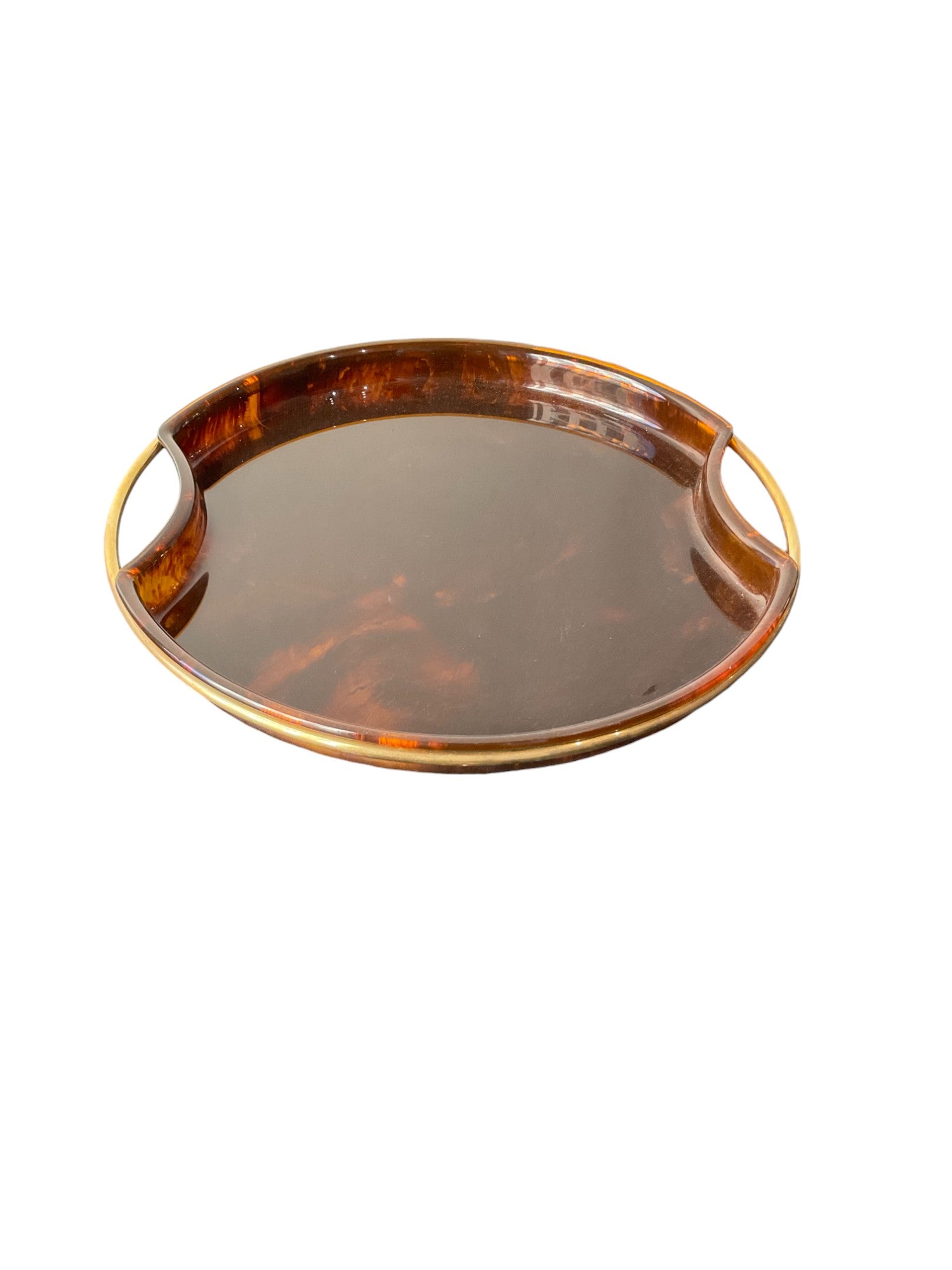 Vintage French Faux Tortoise Round Tray