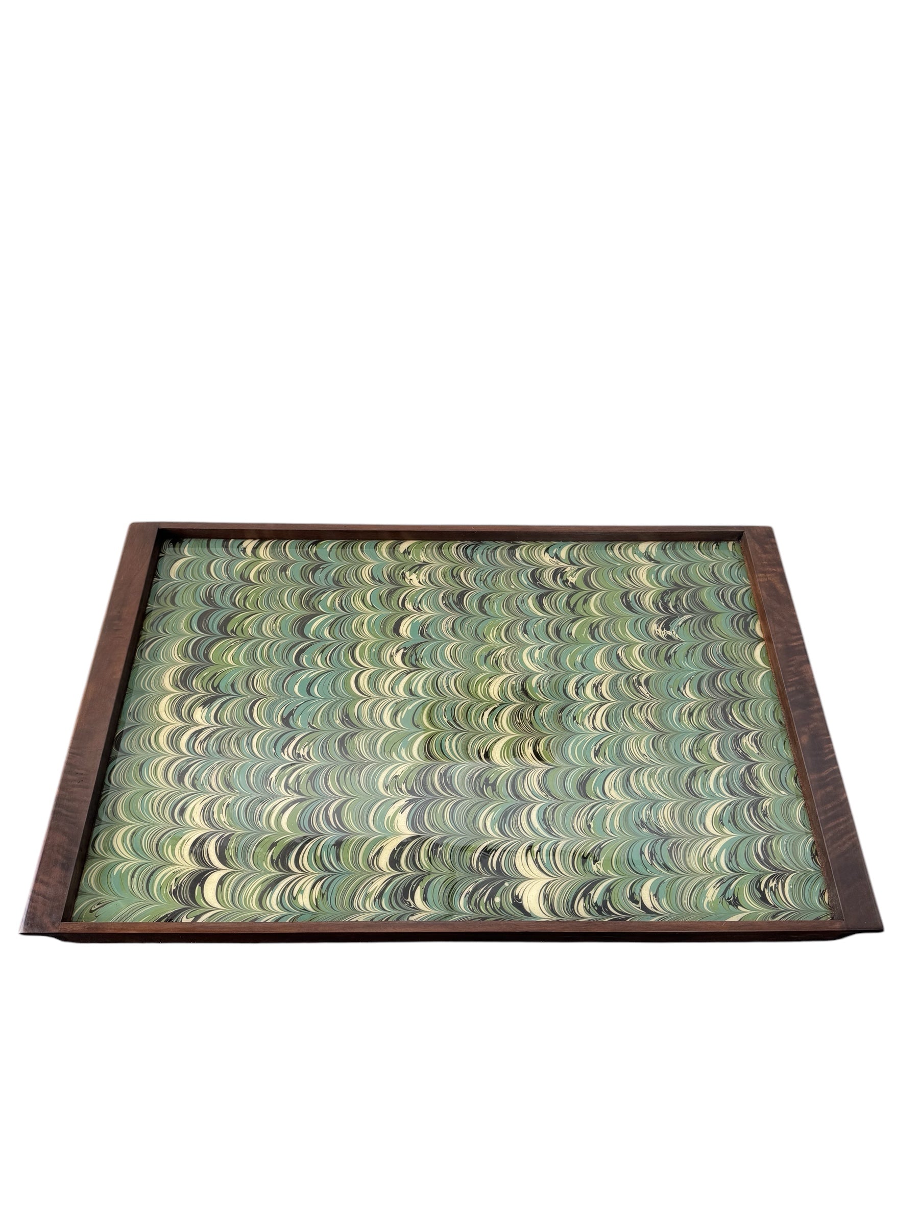 Limited Edition Walnut & Vintage Marbleized Paper Tray