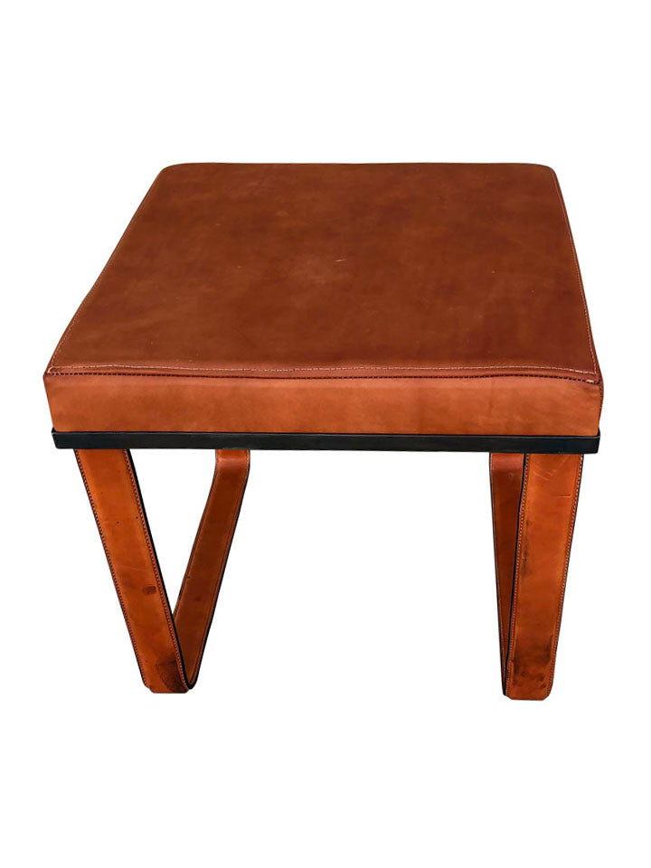 Lucca Studio Vaughn (stool) of saddle leather top and base