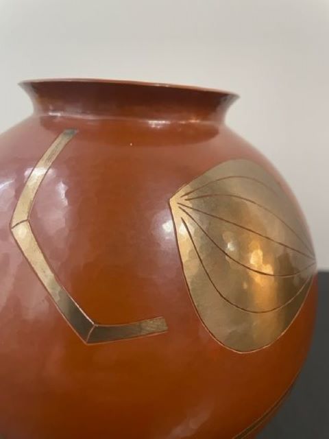 Japanese Hammered Copper and Gilt Vase