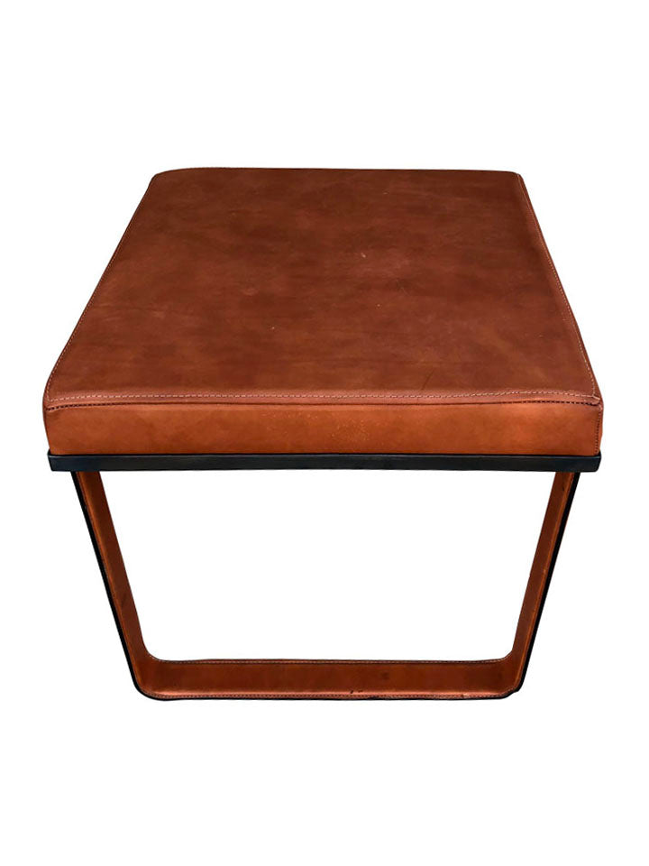 Lucca Studio Vaughn (stool) of saddle leather top and base