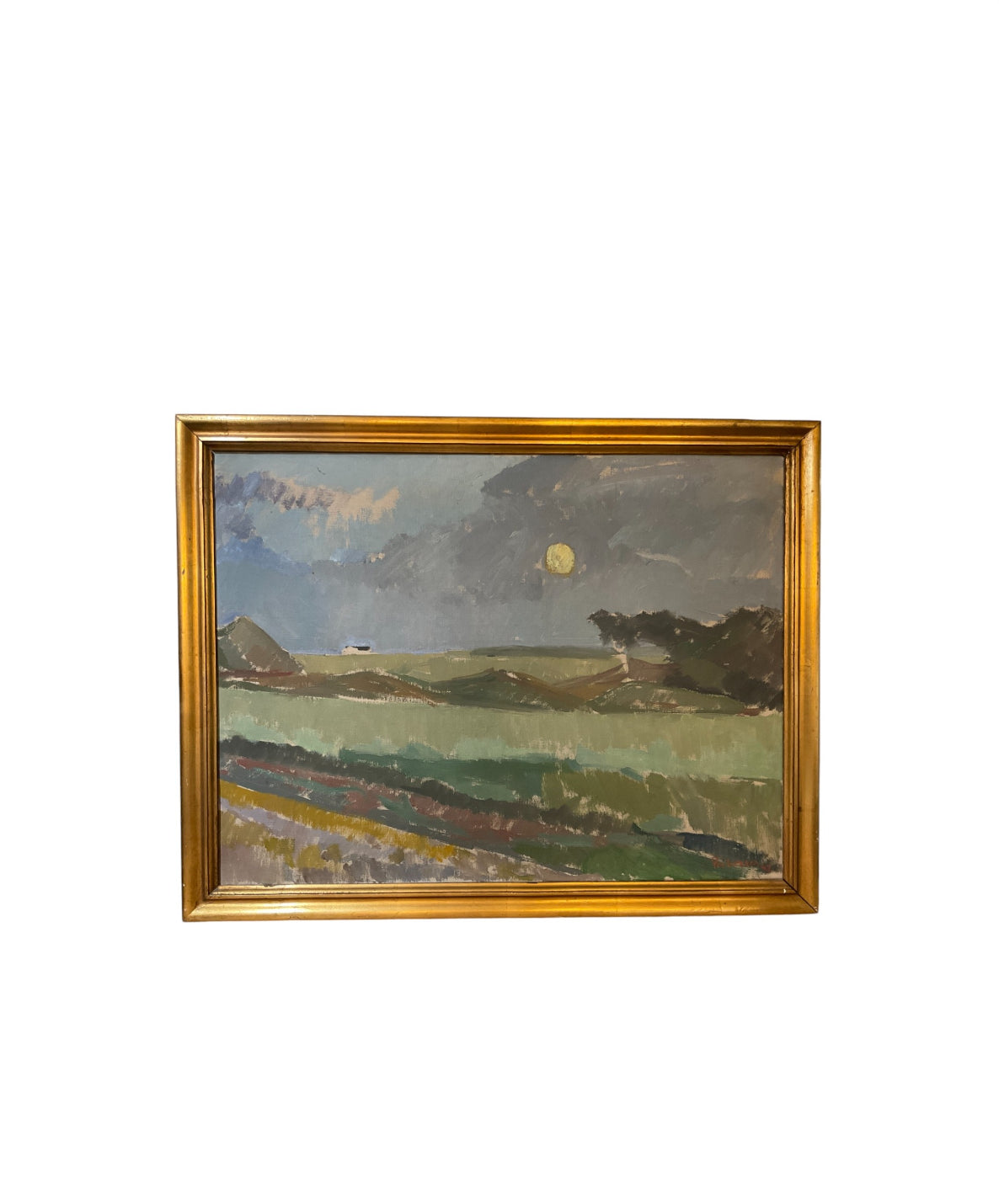 Danish Landscape Oil Painting in Gilt Frame