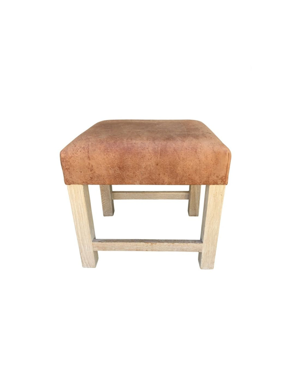 Belgian Leather  Oak Stool