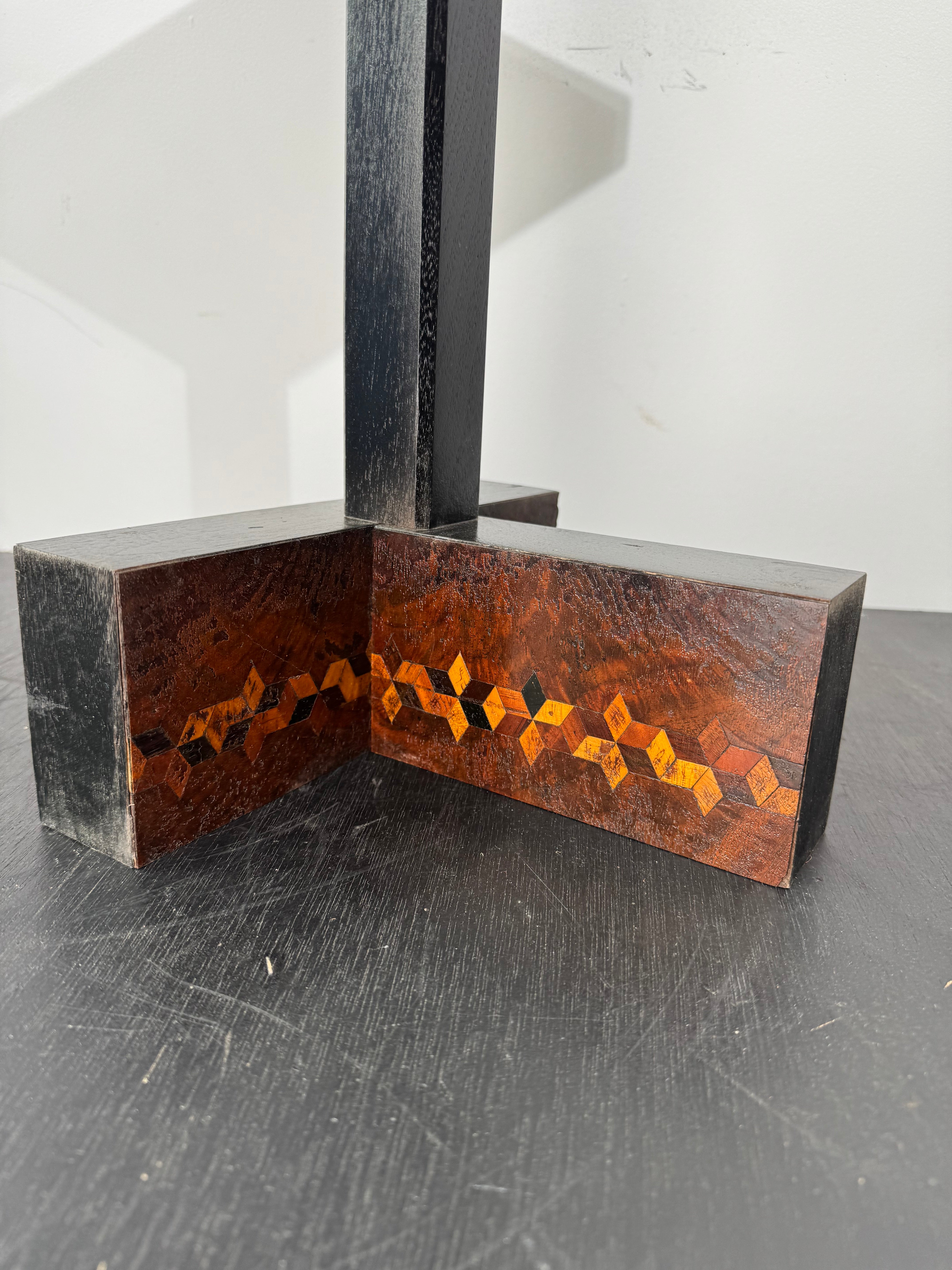 Limited Edition Walnut Inlaid Top and Base Side Table