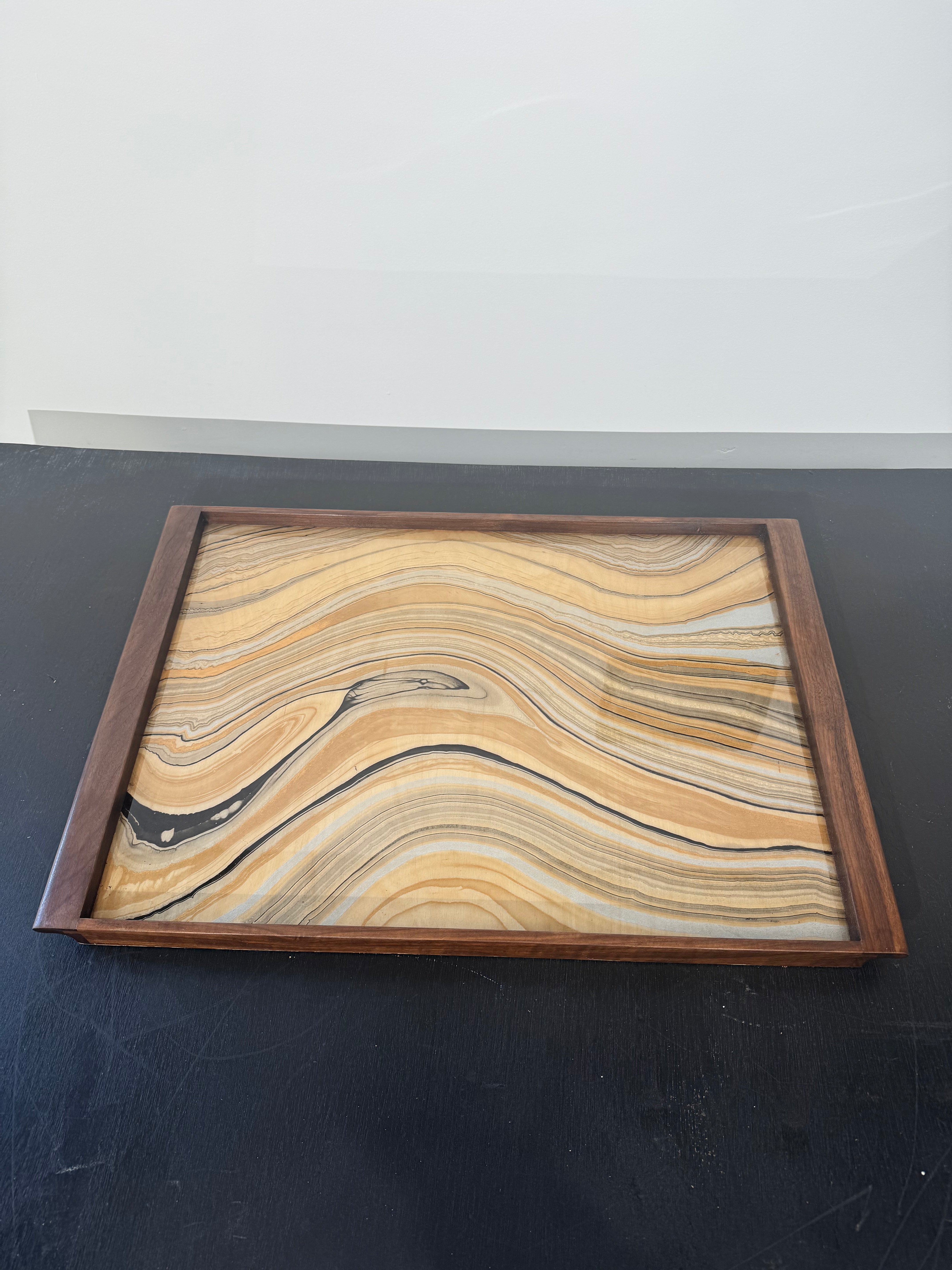 Lucca Studio Limited Edition Walnut Tray & Marbleized Italian Paper