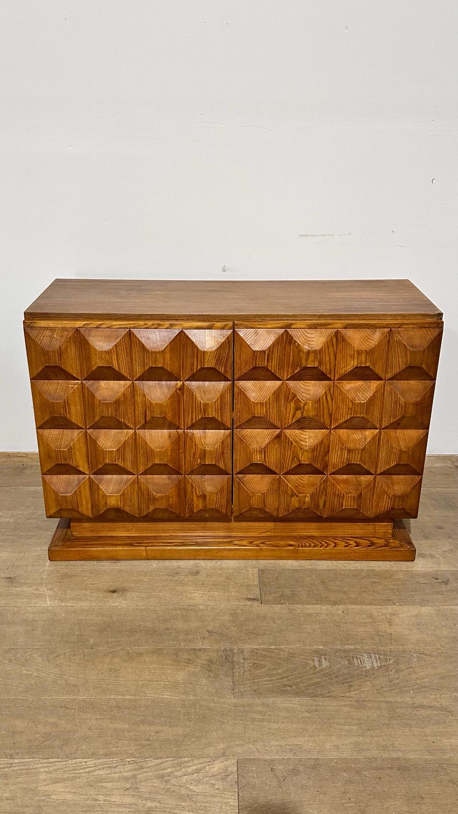 1970's French Solid Oak Cabinet