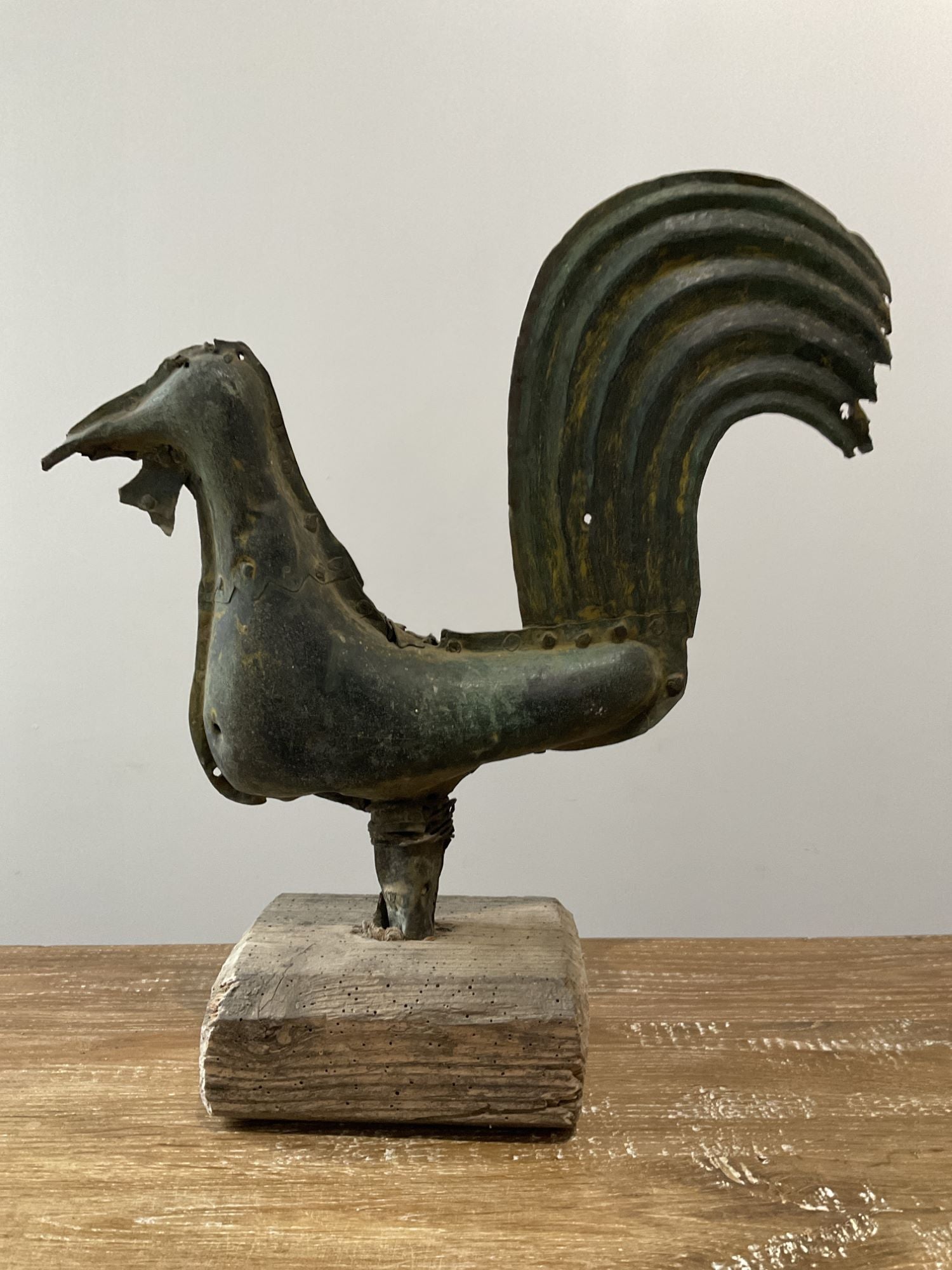 19th Century "Rooster" Folk Art Sculpture in Brass