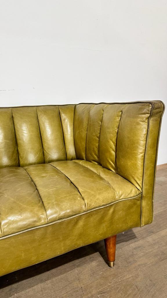 1970's Danish Channeled Leather Sofa