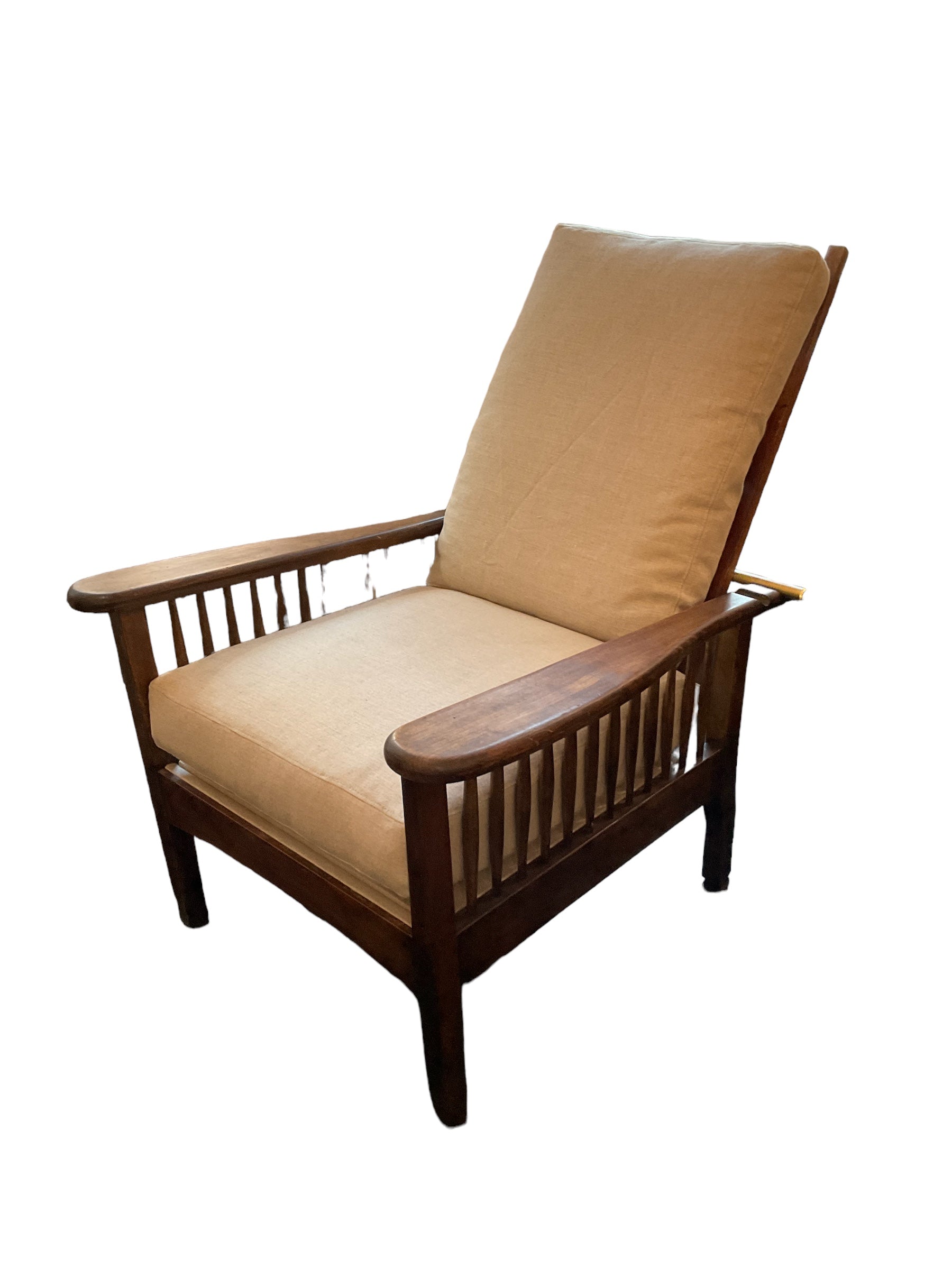 Single French Slat Back Chair with Solid Brass Bar