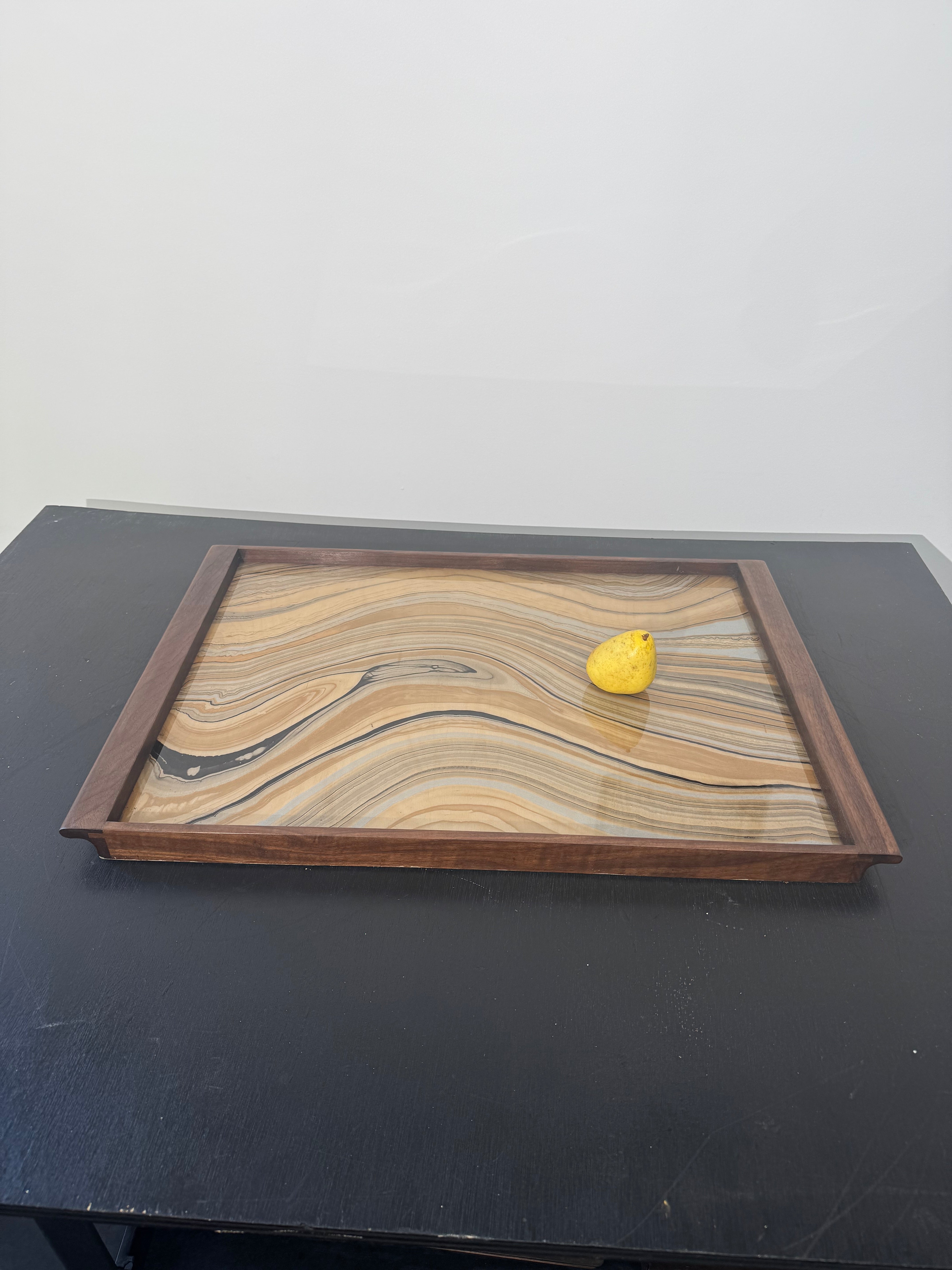 Lucca Studio Limited Edition Walnut Tray & Marbleized Italian Paper