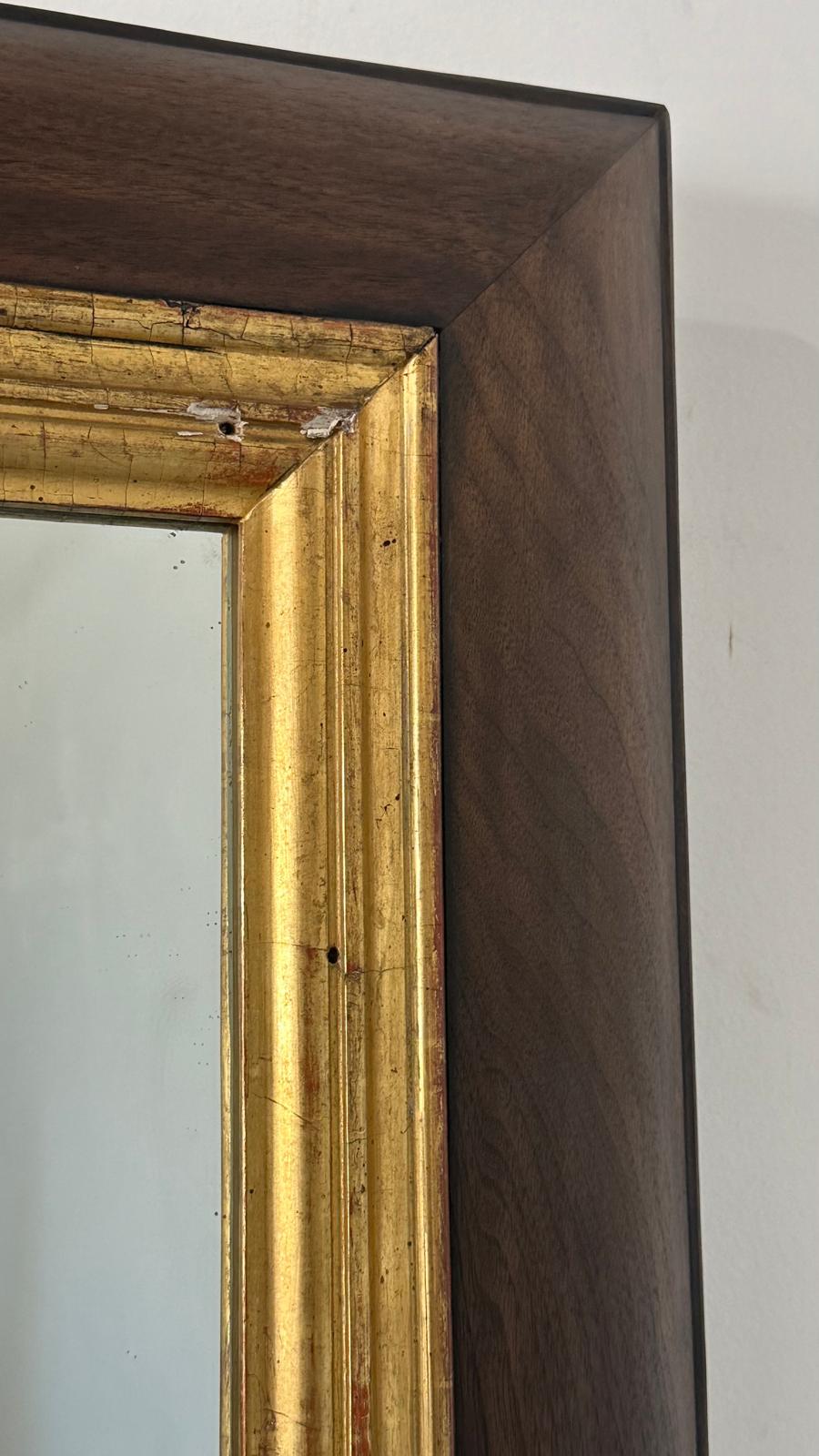 Limited Edition Walnut and 18th Century Gilt Wood Mirror