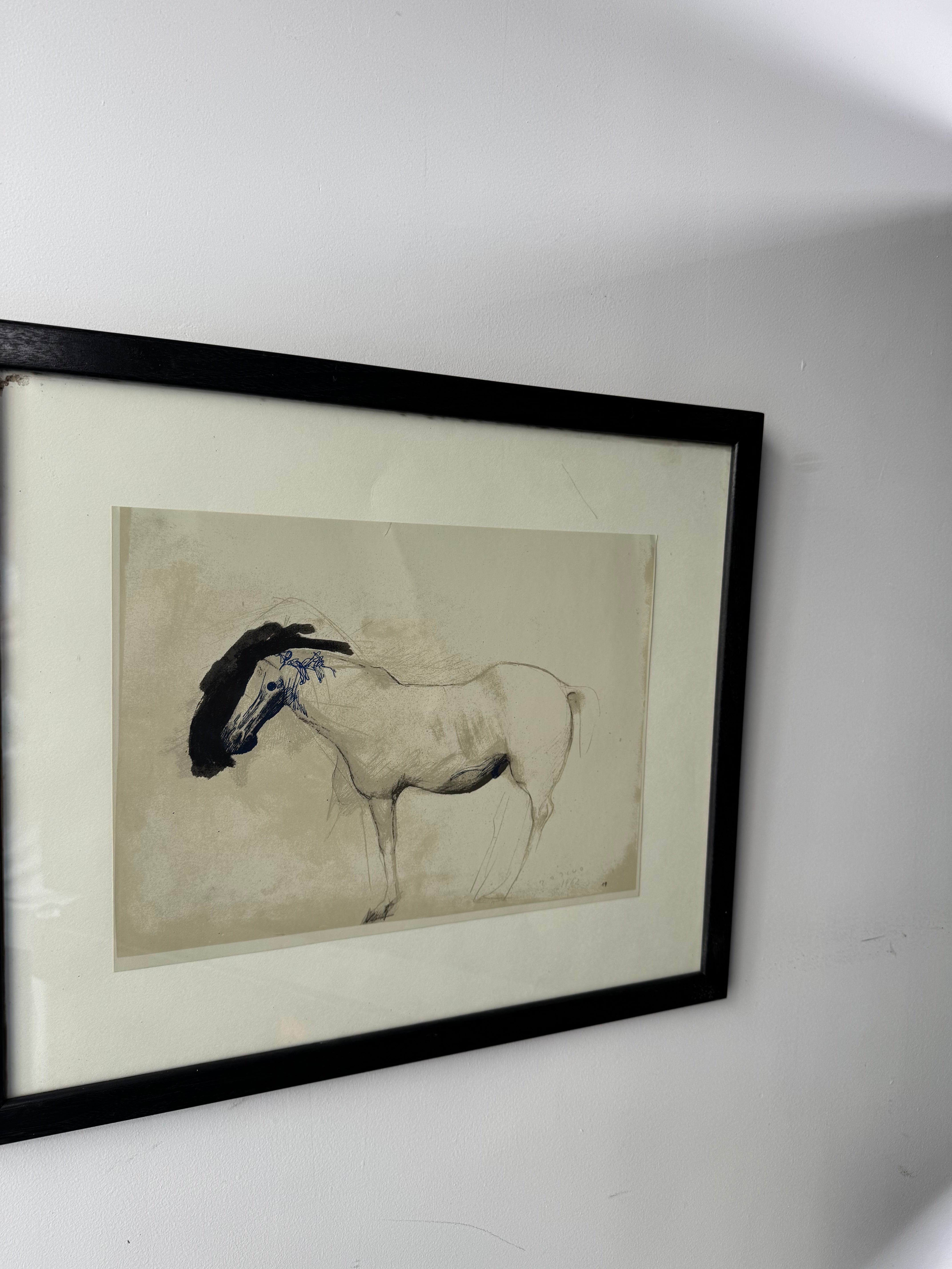 Vintage Italian Modernist Print of Horse