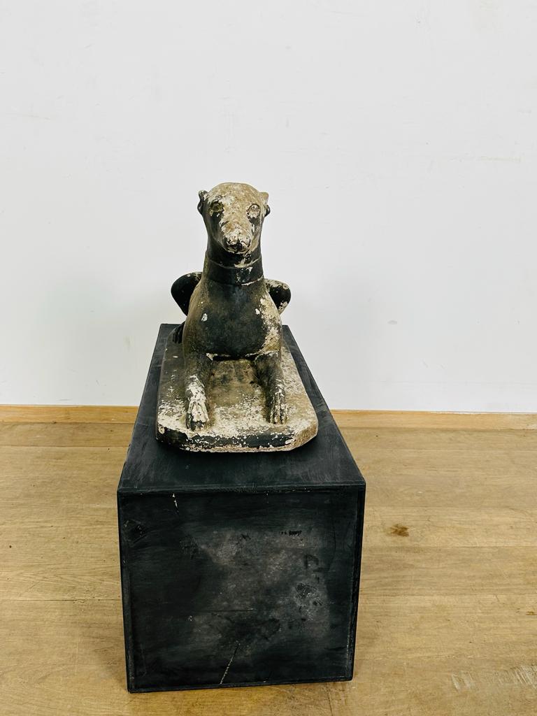 Large English Stone 19th Century Whippet Statue