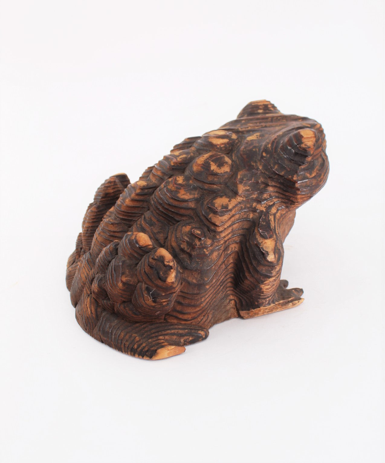 Japanese Mingei Carved Wood Frog