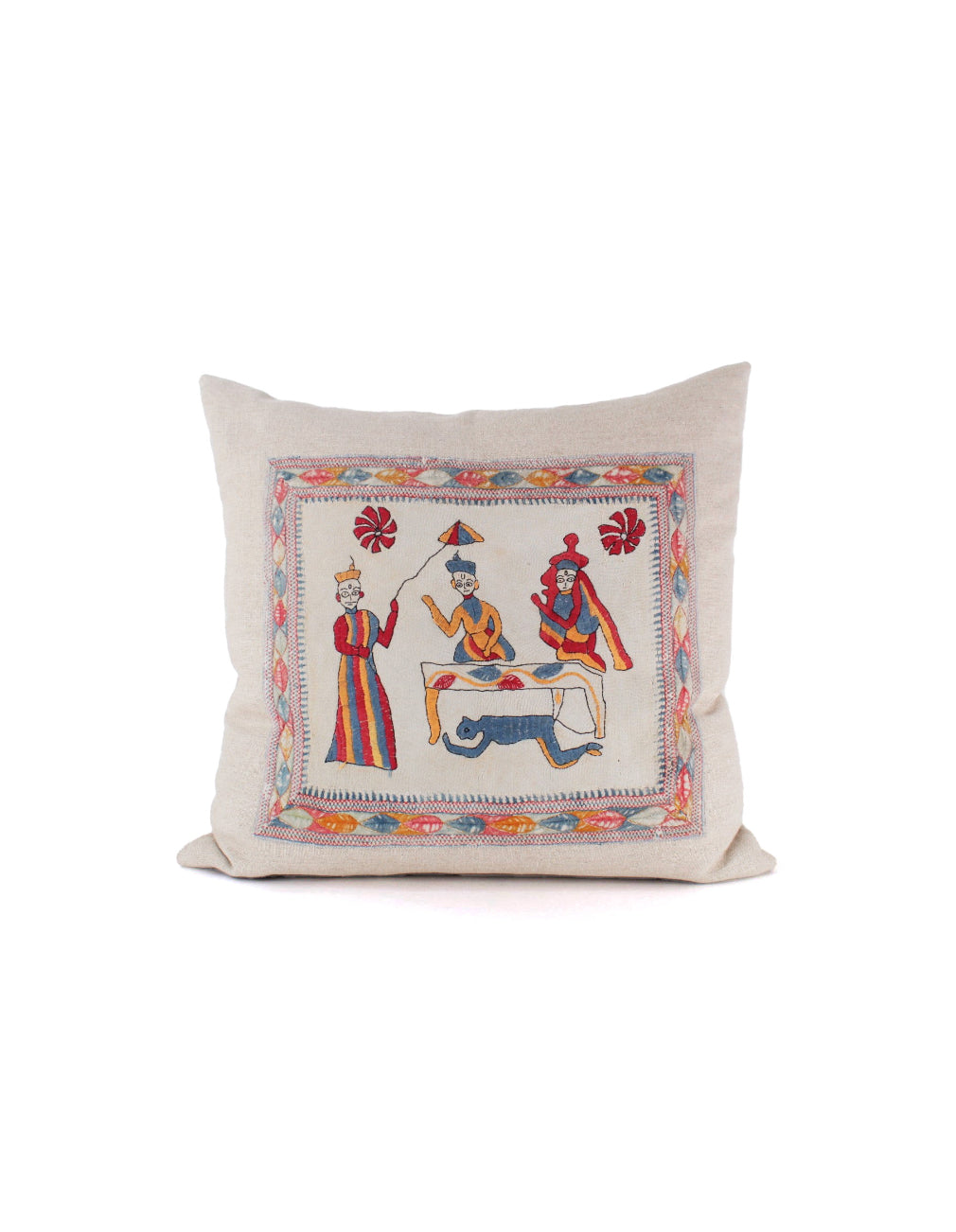 Rare Indian Embroidery Textile Pillow