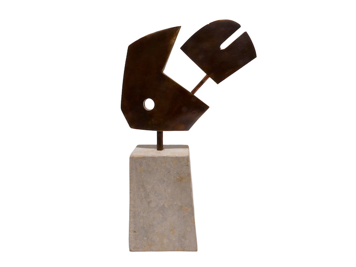 Limited Edition Hammered Bronze and Stone Sculpture