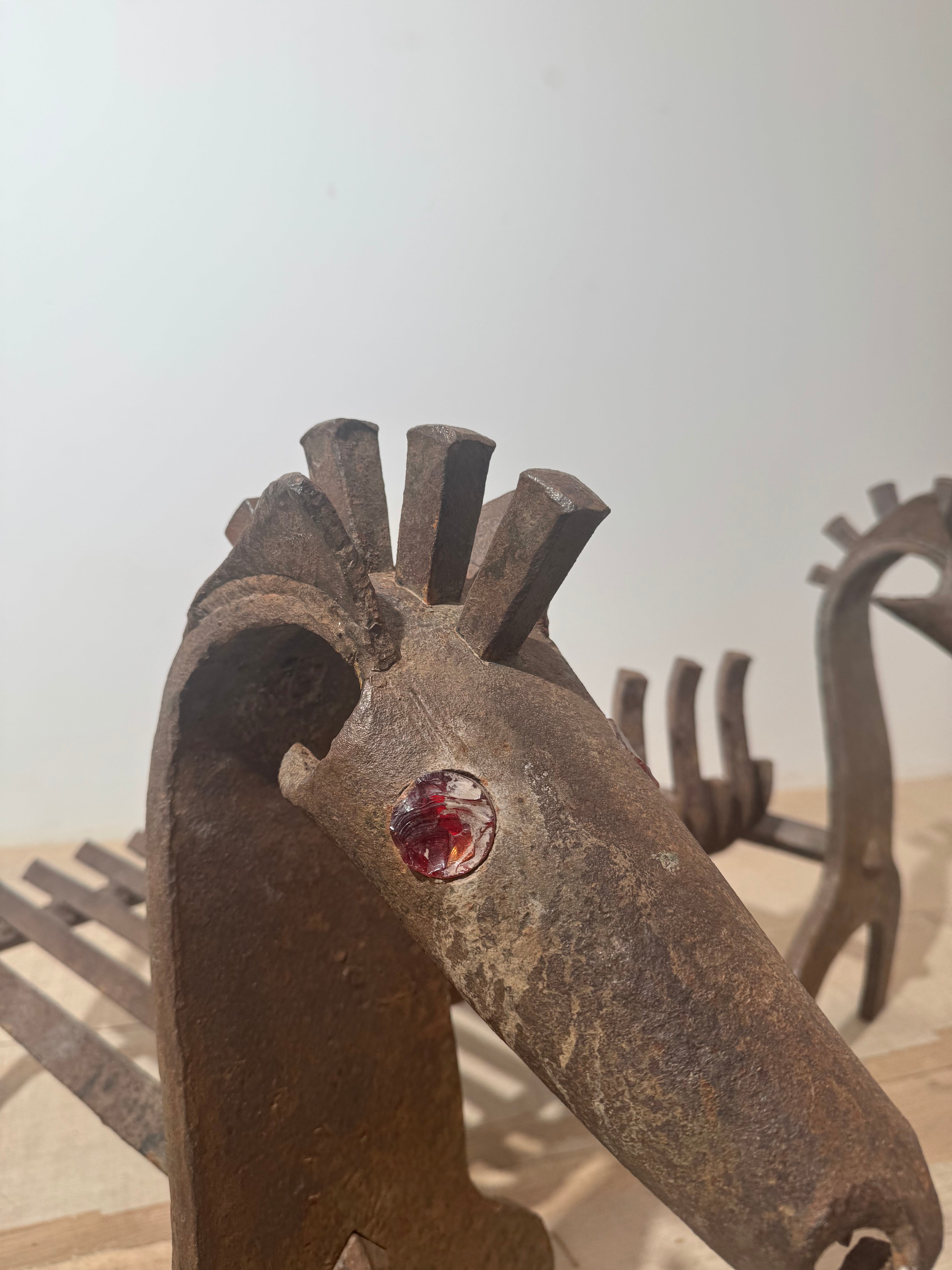 Impressive and Entirely Original French 1950's Fire "DOGS"