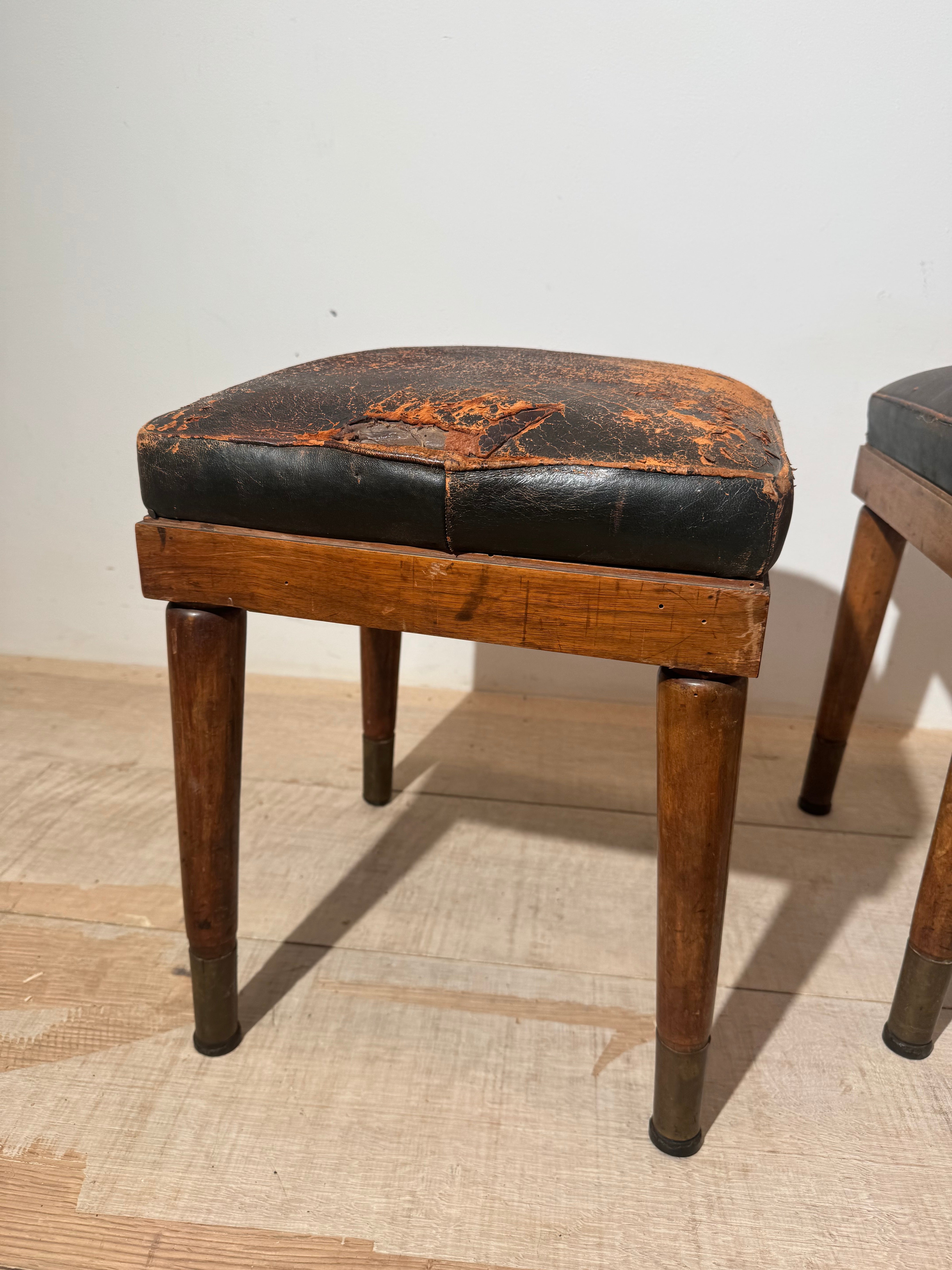 Stylish Pair of 19th century English leather benches