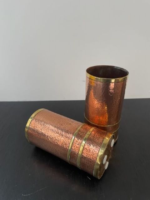 Pair of Arts and Crafts Mixed Metal Vases