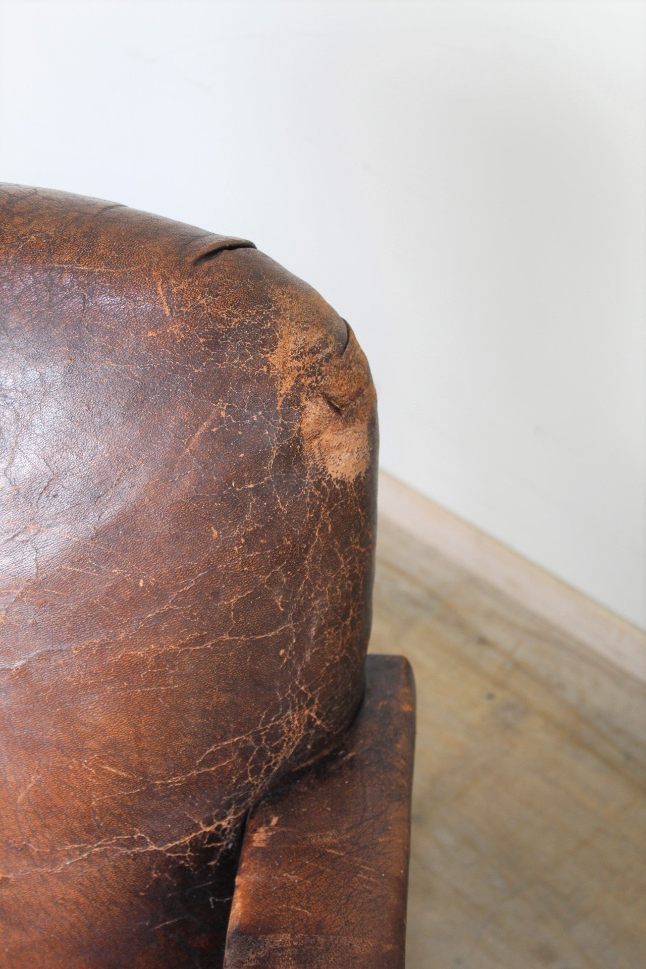 Single French 1940's Leather Club Chair